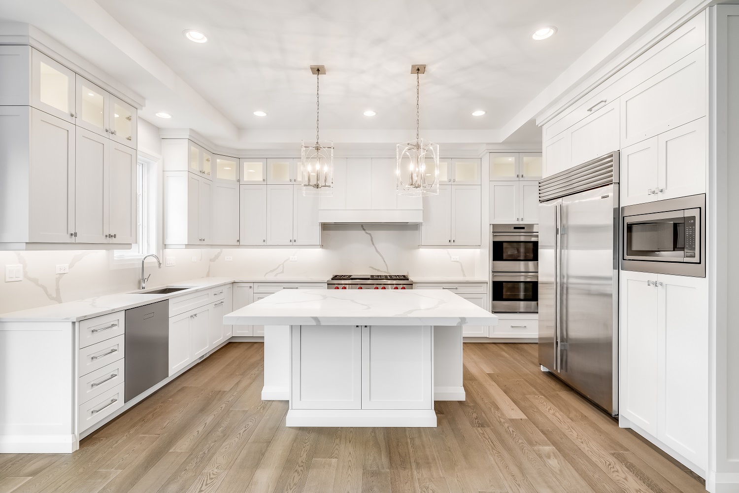 5 large high end white kitchen